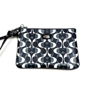 Coach Peyton Dream C Small Black & White Wristlet